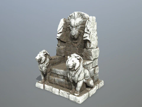 Lion Stone Throne 3D Model