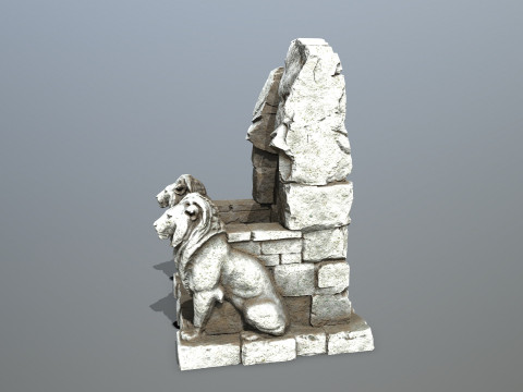Lion Stone Throne 3D 模型