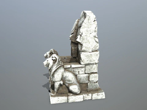 Lion Stone Throne 3D Model