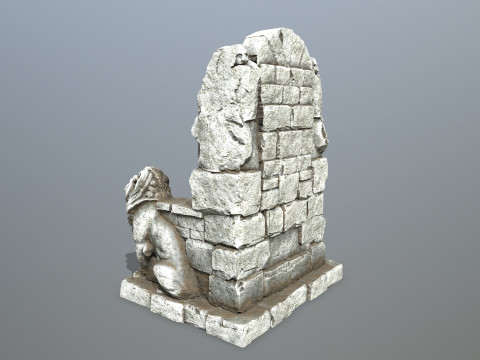 Lion Stone Throne 3D 模型