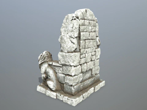 Lion Stone Throne 3D Model