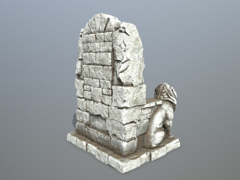 Lion Stone Throne 3D 模型