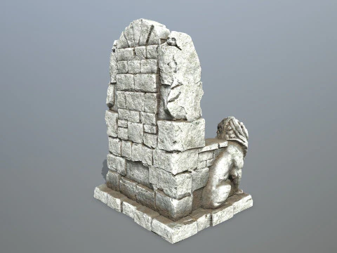 Lion Stone Throne 3D Model
