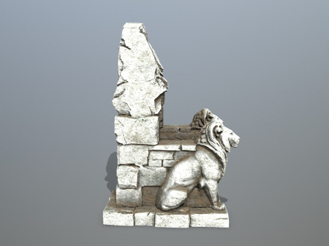 Lion Stone Throne 3D 模型