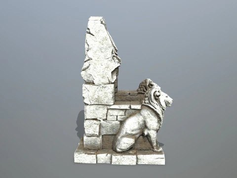 Lion Stone Throne 3D Model