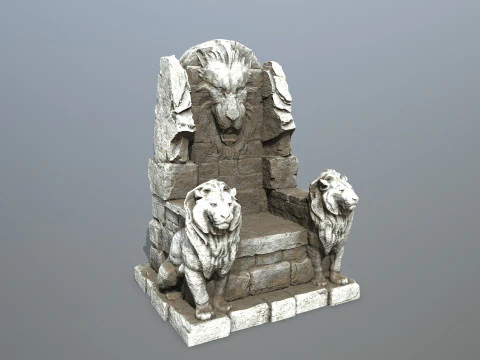 Lion Stone Throne 3D Model