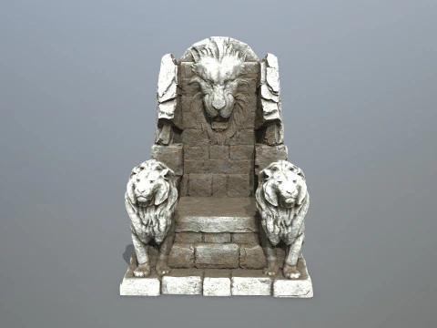 Lion Stone Throne 3D Model