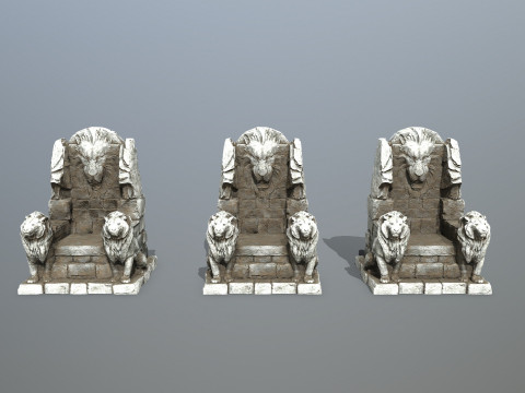 Lion Stone Throne 3D 模型