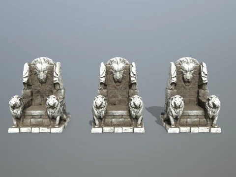 Lion Stone Throne 3D Model