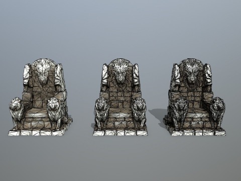 Lion Stone Throne 3D 模型