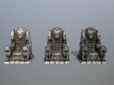 Lion Stone Throne 3D Model