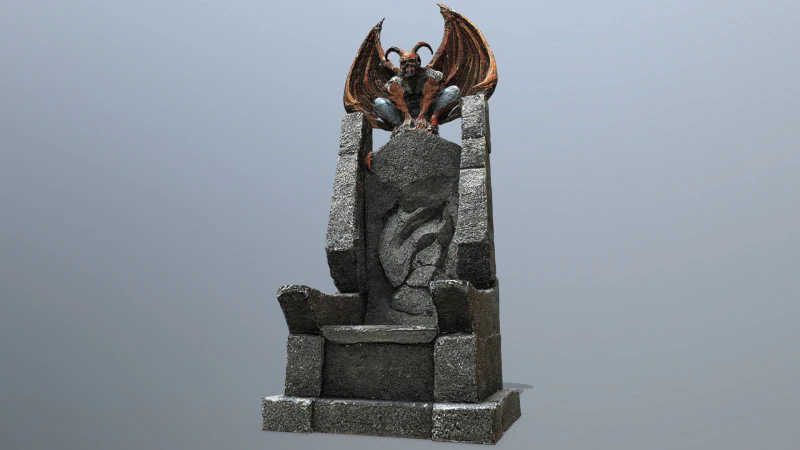Devil Stone Throne 3D Model .c4d .max .obj .3ds .fbx .stl .blend 