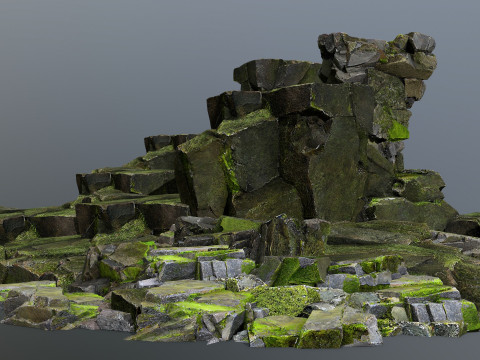 Forest mossy rocks Model 3D
