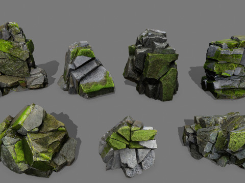 Forest mossy rocks 3D Model