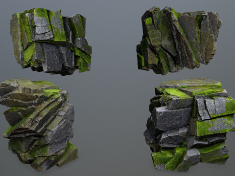 Forest mossy rocks 3D Model