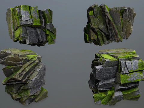 Forest mossy rocks 3D Model