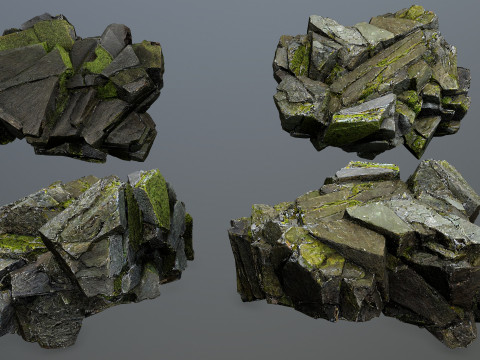 Forest mossy rocks 3D Model