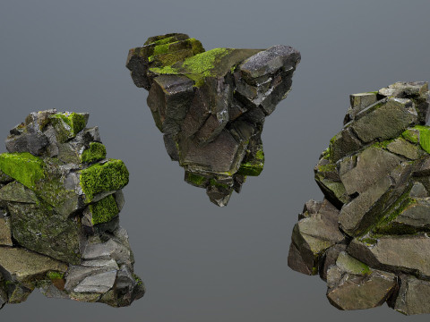 Forest mossy rocks 3D Model