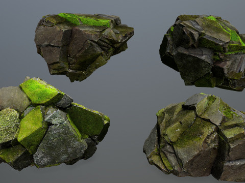 Forest mossy rocks 3D Model