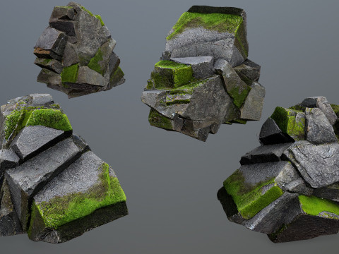 Forest mossy rocks 3D Model