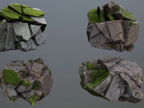 Forest mossy rocks 3D Model