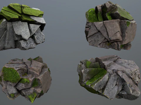 Forest mossy rocks 3D Model