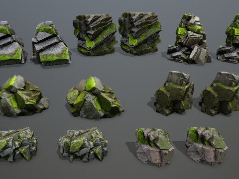 Forest mossy rocks 3D Model