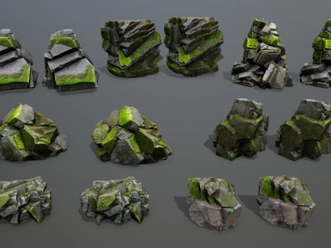 Forest mossy rocks 3D Model