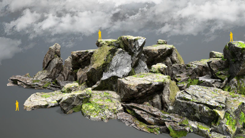 Mossy cliff rocks 3D Model .c4d .max .obj .3ds .fbx .stl .blend 