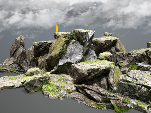 Mossy cliff rocks Model 3D
