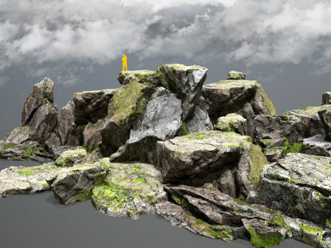 Rocce muschiose della scogliera Modello 3D