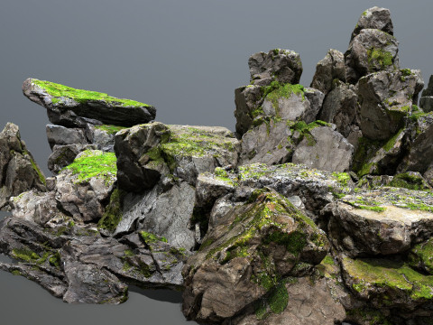 Mossy cliff rocks 3D 모델