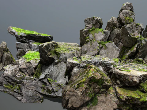 Mossy cliff rocks 3D Model