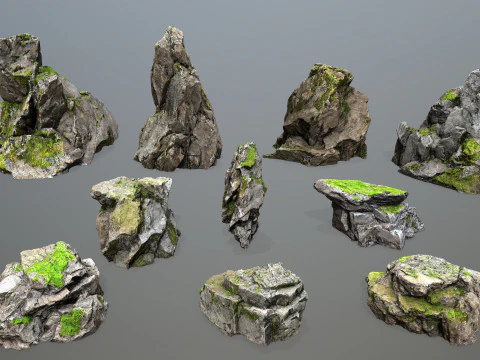 Mossy cliff rocks 3D Model