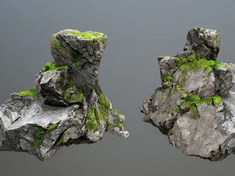 Mossy cliff rocks 3D Model