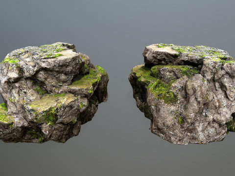 Mossy cliff rocks 3D 모델