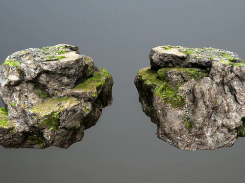 Mossy cliff rocks 3D Model