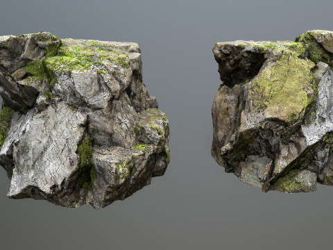 Mossy cliff rocks 3D 모델