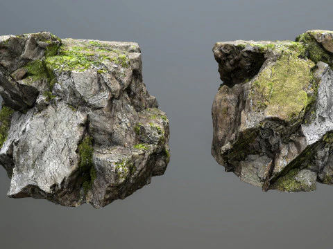 Mossy cliff rocks 3D Model