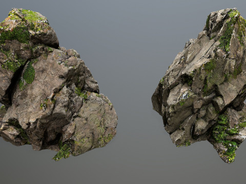 Mossy cliff rocks 3D 모델