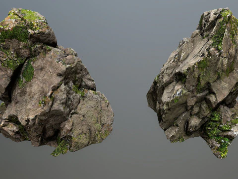 Mossy cliff rocks 3D Model
