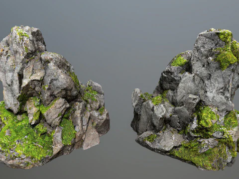 Mossy cliff rocks 3D Model