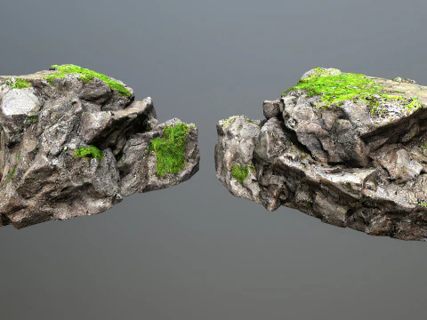 Mossy cliff rocks 3D Model
