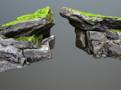 Mossy cliff rocks 3D Model