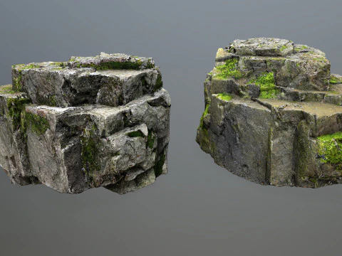 Mossy cliff rocks 3D Model