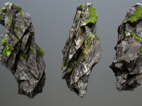 Mossy cliff rocks 3D 모델
