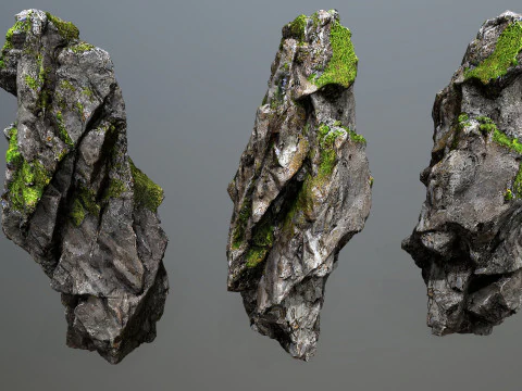 Mossy cliff rocks 3D Model