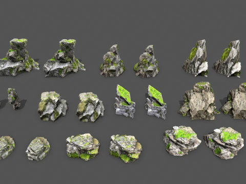Mossy cliff rocks 3D Model
