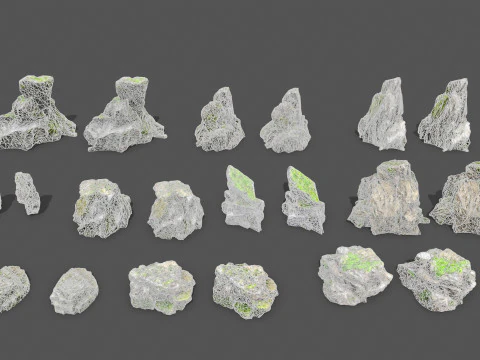 Mossy cliff rocks 3D Model