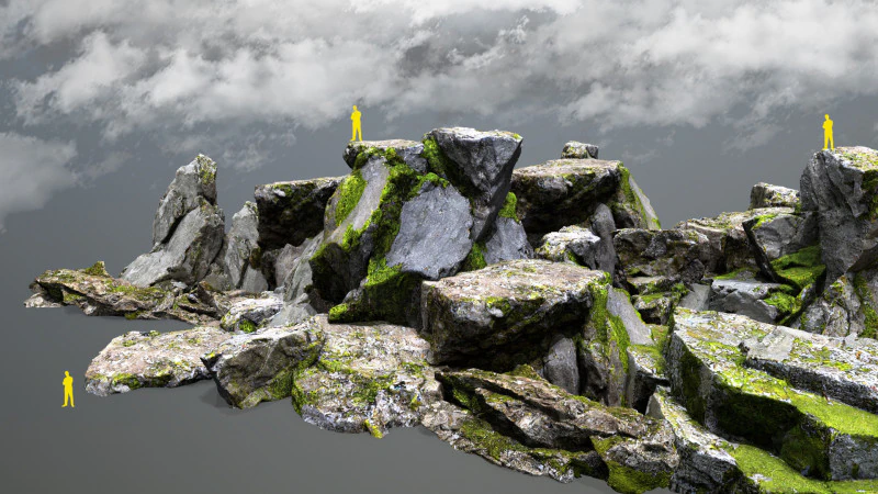 Mossy rocks 3D Model .c4d .max .obj .3ds .fbx .stl .blend 